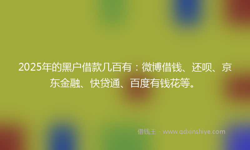 2025年的黑户借款几百有：微博借钱、还呗、京东金融、快贷通、百度有钱花等。