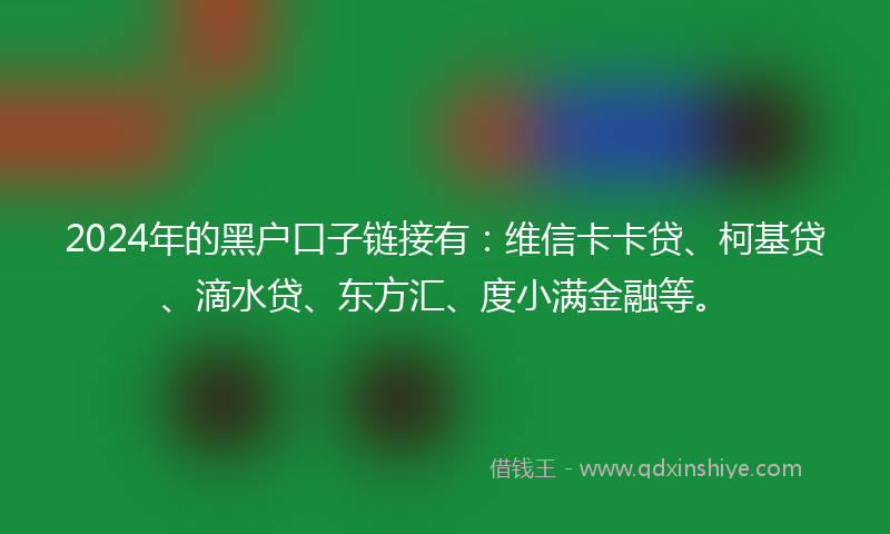 2024年的黑户口子链接有：维信卡卡贷、柯基贷、滴水贷、东方汇、度小满金融等。