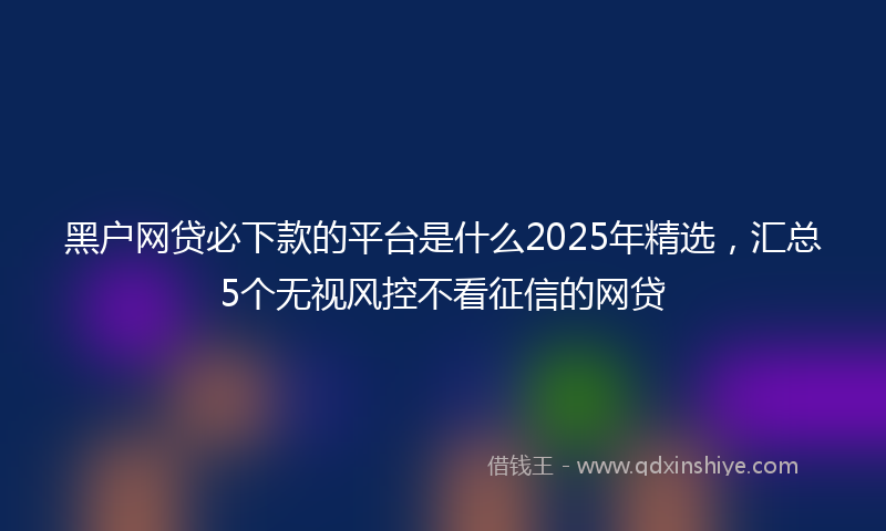 黑户网贷必下款的平台是什么2025年精选，汇总5个无视风控不看征信的网贷
