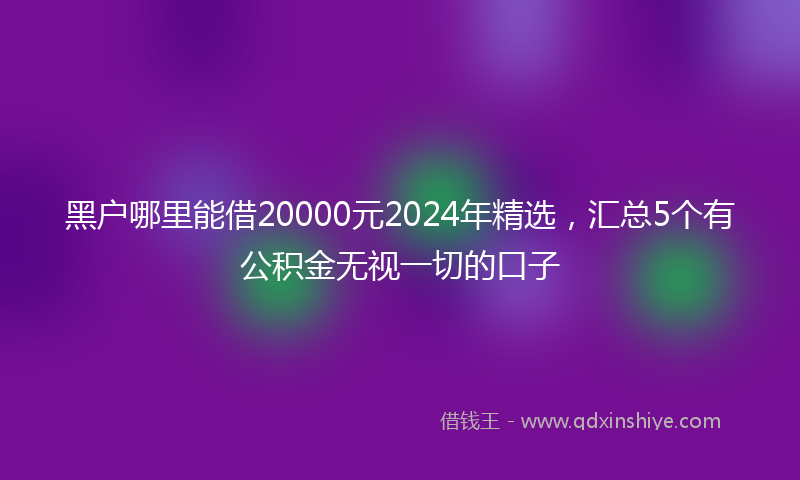 黑户哪里能借20000元2024年精选，汇总5个有公积金无视一切的口子