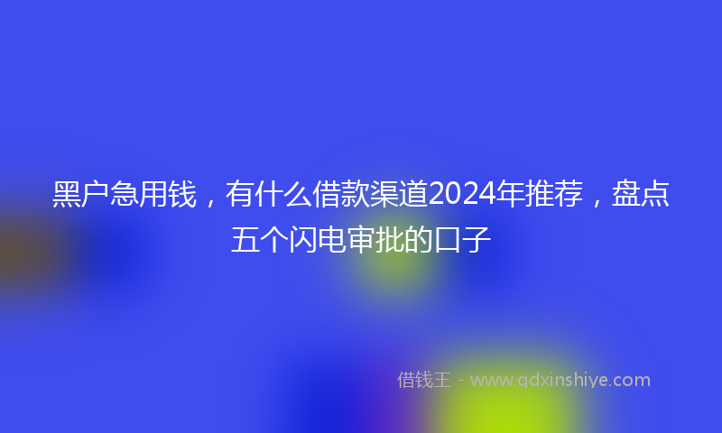 黑户急用钱，有什么借款渠道2024年推荐，盘点五个闪电审批的口子