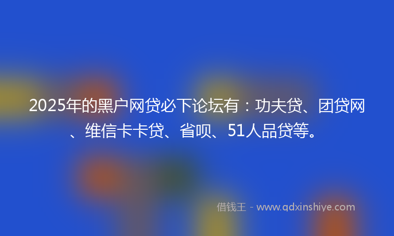 2025年的黑户网贷必下论坛有：功夫贷、团贷网、维信卡卡贷、省呗、51人品贷等。