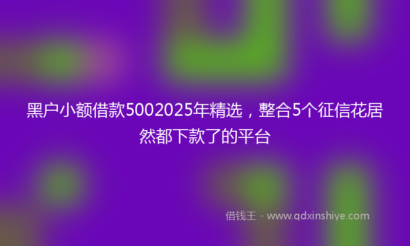 黑户小额借款5002025年精选，整合5个征信花居然都下款了的平台