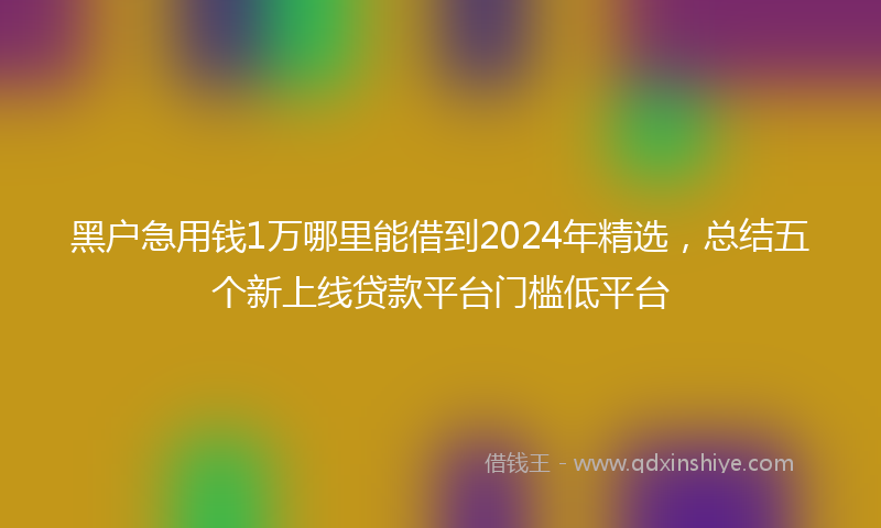 黑户急用钱1万哪里能借到2024年精选，总结五个新上线贷款平台门槛低平台
