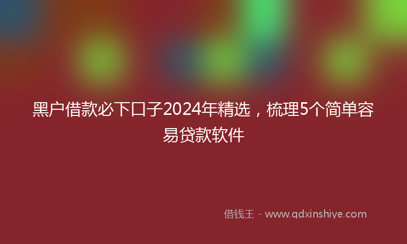 黑户借款必下口子2024年精选，梳理5个简单容易贷款软件