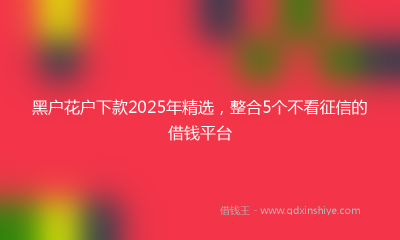 黑户花户下款2025年精选，整合5个不看征信的借钱平台