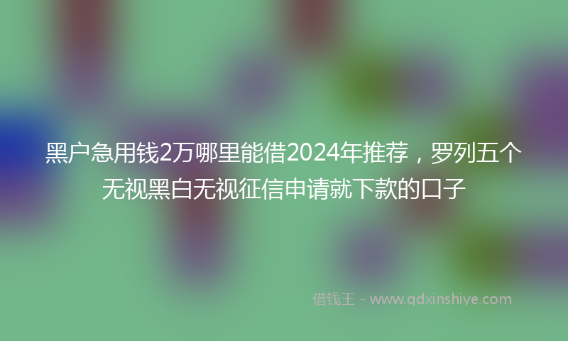 黑户急用钱2万哪里能借2024年推荐，罗列五个无视黑白无视征信申请就下款的口子