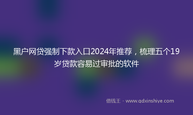 黑户网贷强制下款入口2024年推荐，梳理五个19岁贷款容易过审批的软件