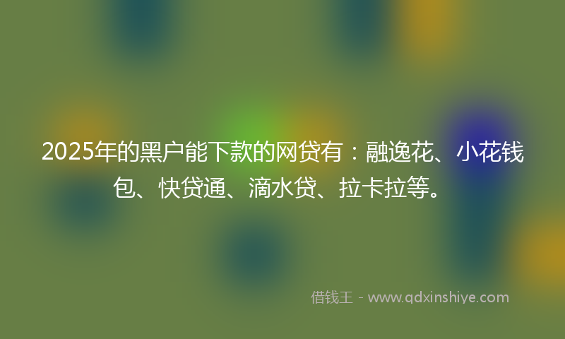 2025年的黑户能下款的网贷有：融逸花、小花钱包、快贷通、滴水贷、拉卡拉等。