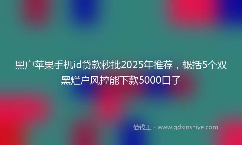黑户苹果手机id贷款秒批2025年推荐，概括5个双黑烂户风控能下款5000口子