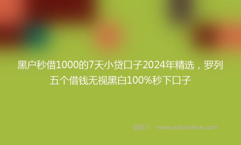 黑户秒借1000的7天小贷口子2024年精选，罗列五个借钱无视黑白100%秒下口子