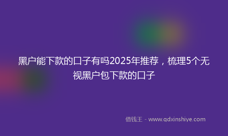黑户能下款的口子有吗2025年推荐，梳理5个无视黑户包下款的口子