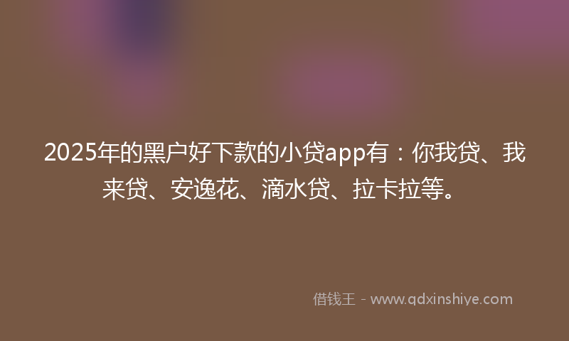 2025年的黑户好下款的小贷app有：你我贷、我来贷、安逸花、滴水贷、拉卡拉等。