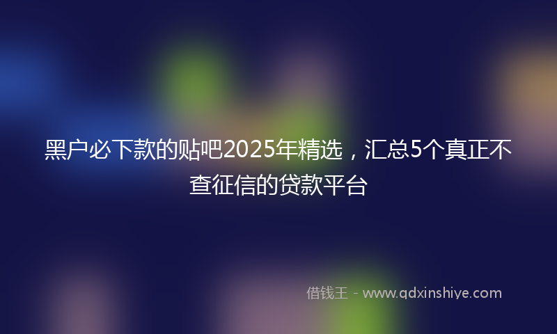 黑户必下款的贴吧2025年精选，汇总5个真正不查征信的贷款平台