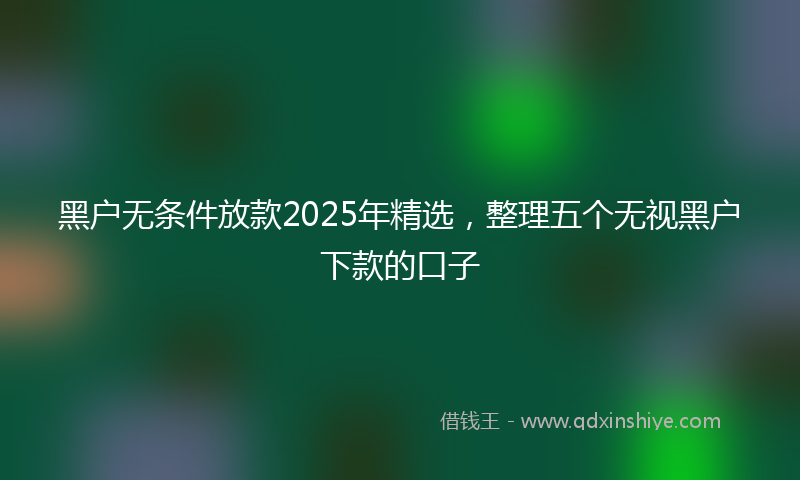 黑户无条件放款2025年精选，整理五个无视黑户下款的口子
