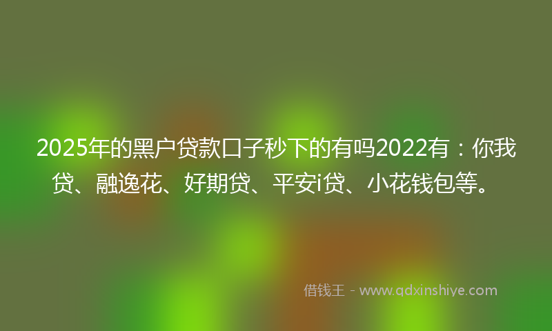 2025年的黑户贷款口子秒下的有吗2022有：你我贷、融逸花、好期贷、平安i贷、小花钱包等。