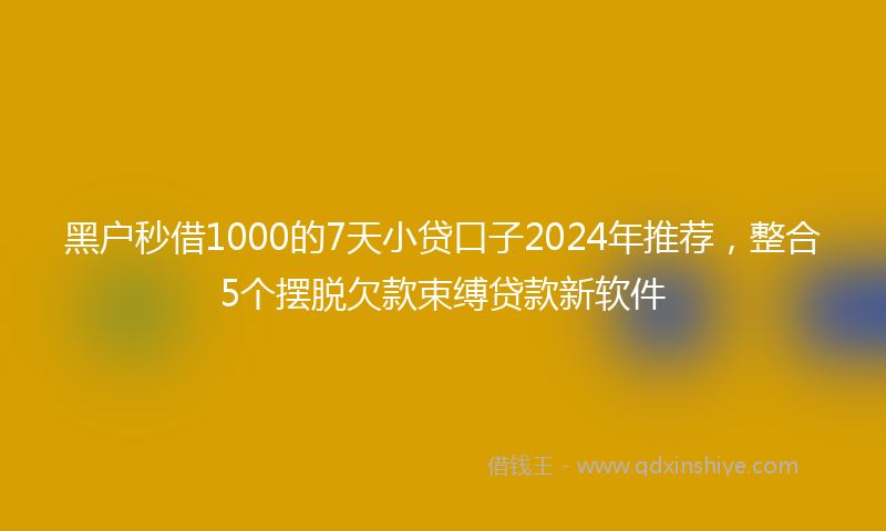 黑户秒借1000的7天小贷口子2024年推荐，整合5个摆脱欠款束缚贷款新软件