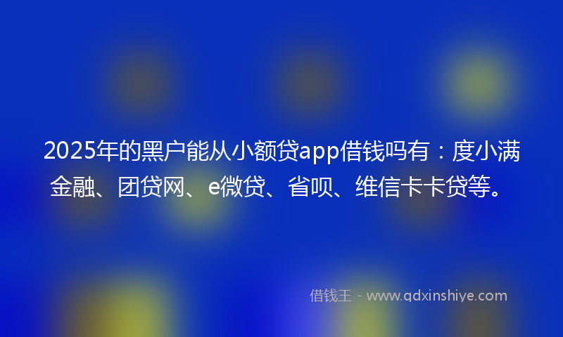 2025年的黑户能从小额贷app借钱吗有：度小满金融、团贷网、e微贷、省呗、维信卡卡贷等。