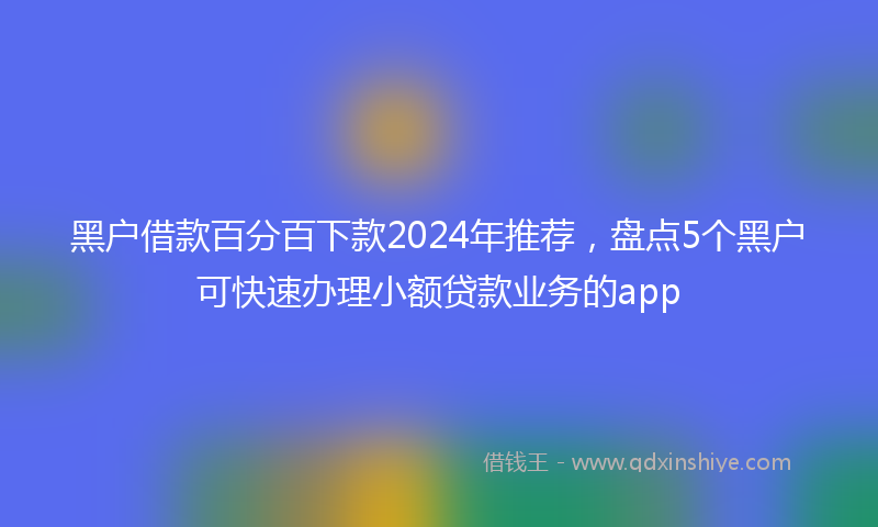 黑户借款百分百下款2024年推荐，盘点5个黑户可快速办理小额贷款业务的app