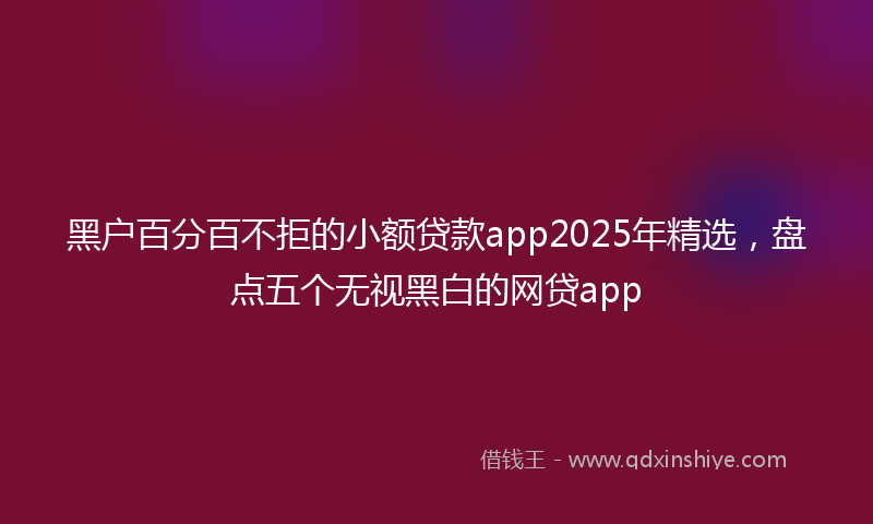 黑户百分百不拒的小额贷款app2025年精选，盘点五个无视黑白的网贷app