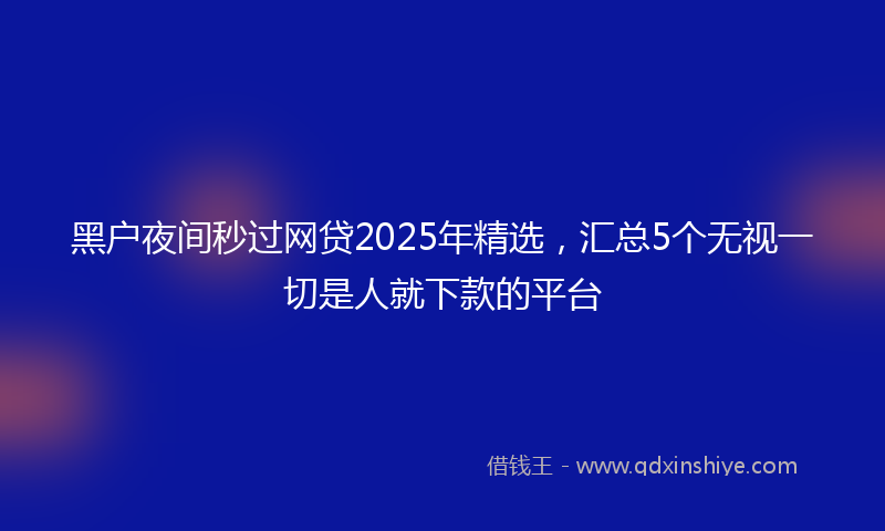 黑户夜间秒过网贷2025年精选，汇总5个无视一切是人就下款的平台
