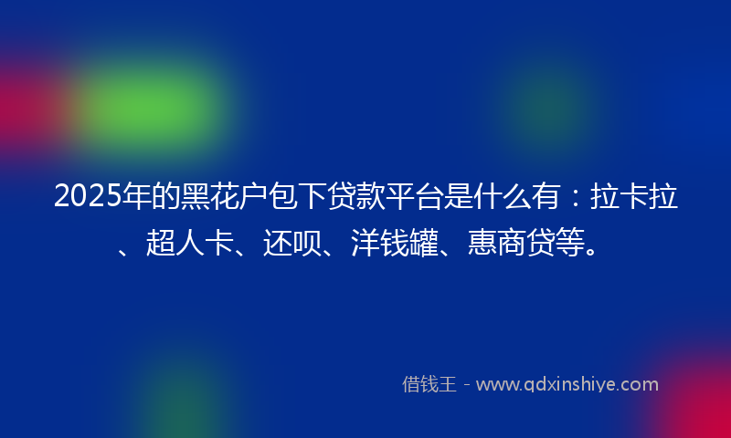 2025年的黑花户包下贷款平台是什么有：拉卡拉、超人卡、还呗、洋钱罐、惠商贷等。