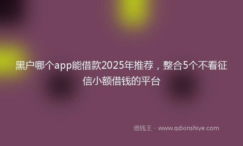 黑户哪个app能借款2025年推荐，整合5个不看征信小额借钱的平台