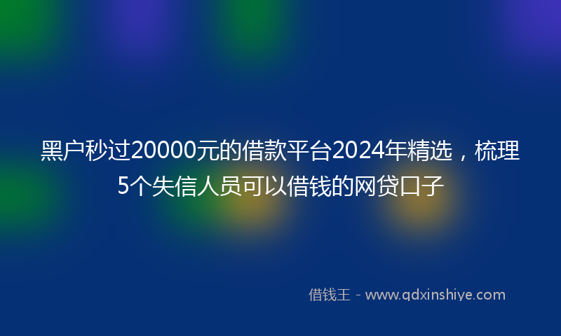 黑户秒过20000元的借款平台2024年精选，梳理5个失信人员可以借钱的网贷口子