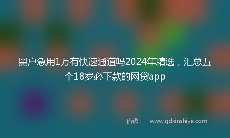 黑户急用1万有快速通道吗2024年精选，汇总五个18岁必下款的网贷app