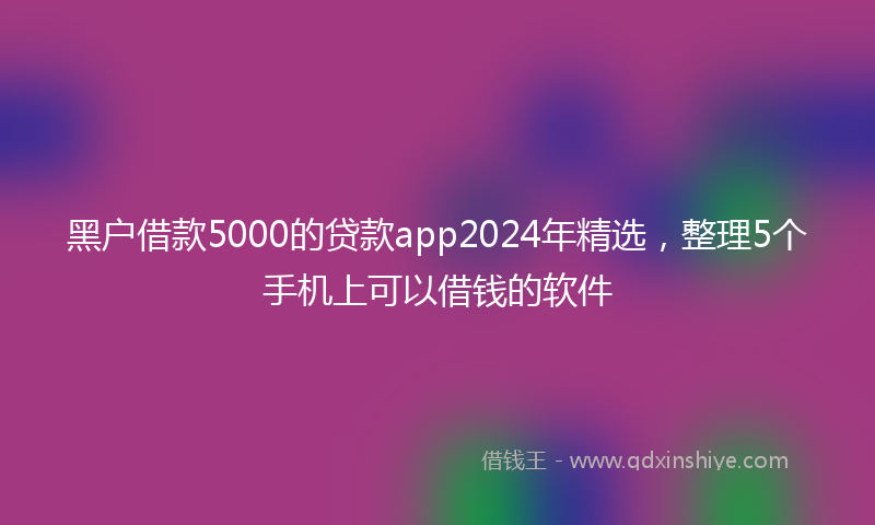 黑户借款5000的贷款app2024年精选，整理5个手机上可以借钱的软件