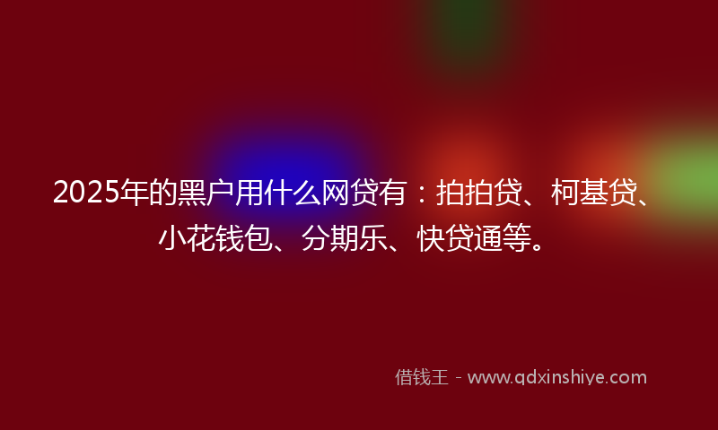 2025年的黑户用什么网贷有：拍拍贷、柯基贷、小花钱包、分期乐、快贷通等。