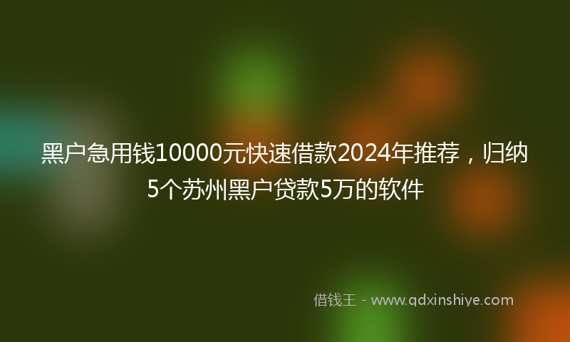 黑户急用钱10000元快速借款2024年推荐，归纳5个苏州黑户贷款5万的软件