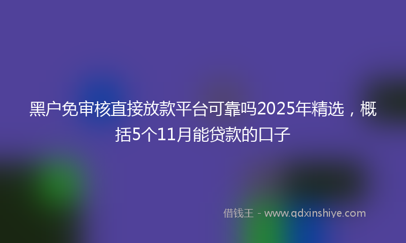 黑户免审核直接放款平台可靠吗2025年精选，概括5个11月能贷款的口子