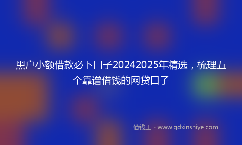 黑户小额借款必下口子20242025年精选，梳理五个靠谱借钱的网贷口子