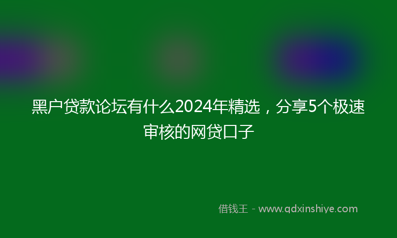 黑户贷款论坛有什么2024年精选，分享5个极速审核的网贷口子