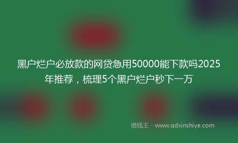 黑户烂户必放款的网贷急用50000能下款吗2025年推荐，梳理5个黑户烂户秒下一万