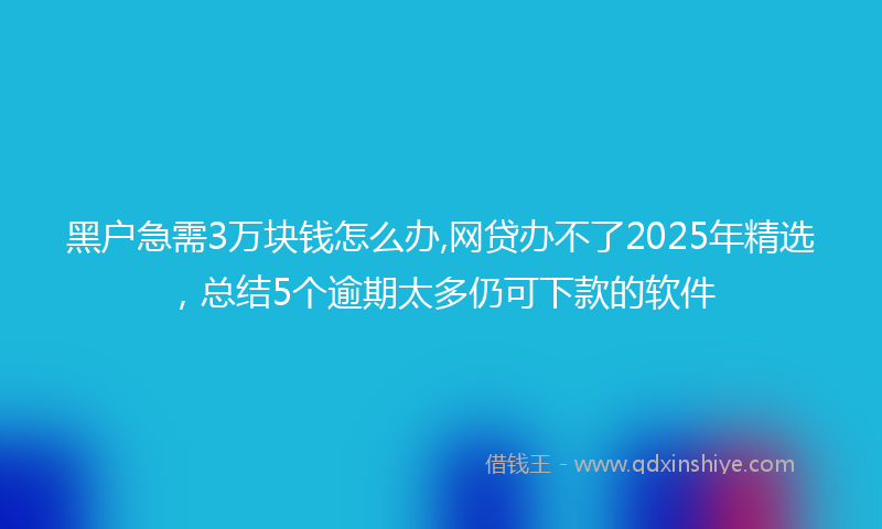 黑户急需3万块钱怎么办,网贷办不了2025年精选，总结5个逾期太多仍可下款的软件