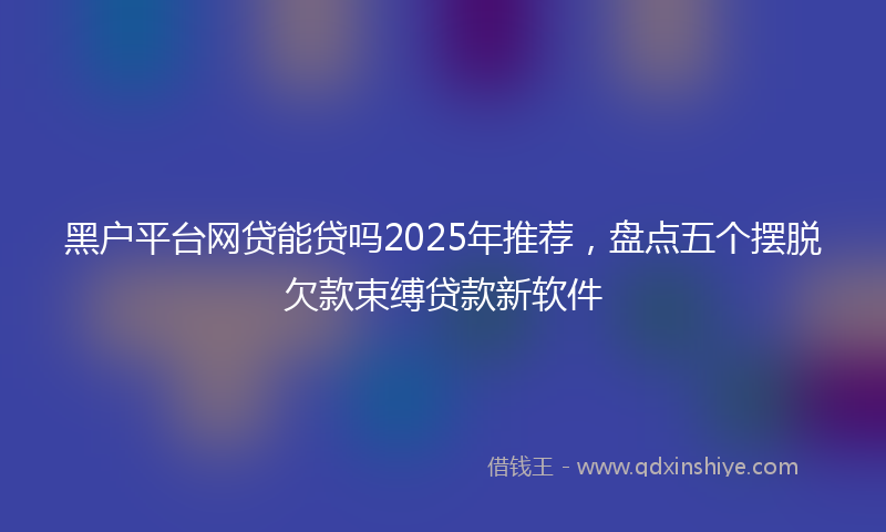黑户平台网贷能贷吗2025年推荐，盘点五个摆脱欠款束缚贷款新软件