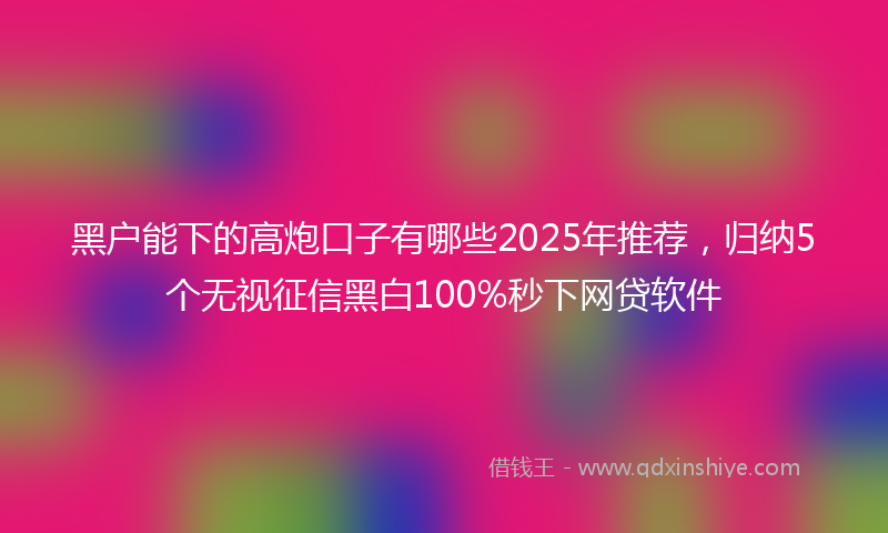 黑户能下的高炮口子有哪些2025年推荐，归纳5个无视征信黑白100%秒下网贷软件