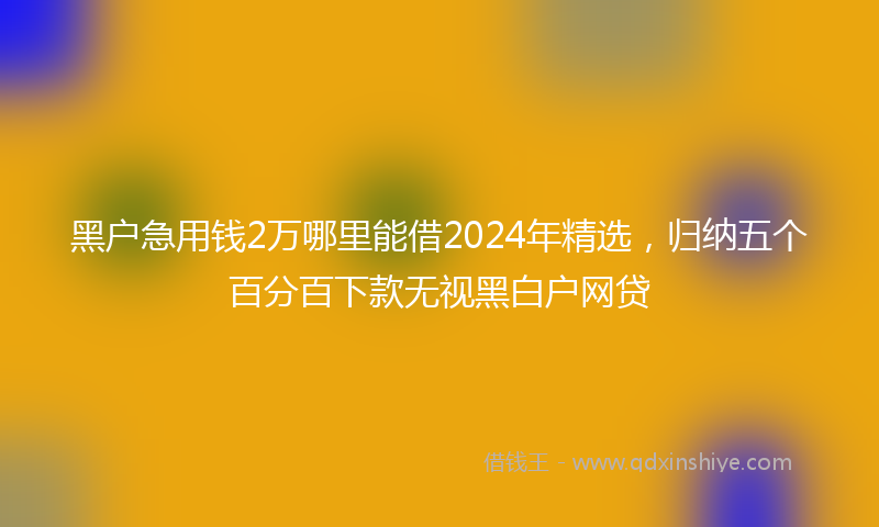 黑户急用钱2万哪里能借2024年精选，归纳五个百分百下款无视黑白户网贷