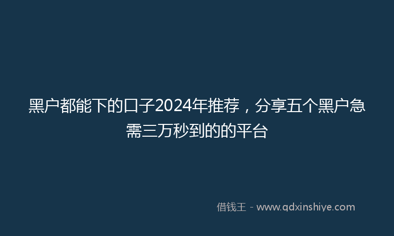 黑户都能下的口子2024年推荐，分享五个黑户急需三万秒到的的平台