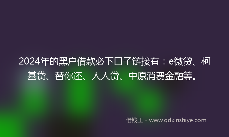 2024年的黑户借款必下口子链接有：e微贷、柯基贷、替你还、人人贷、中原消费金融等。