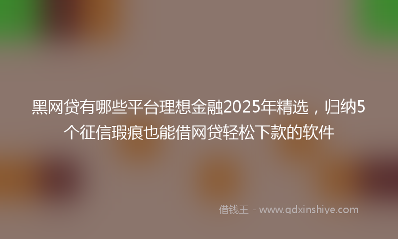 黑网贷有哪些平台理想金融2025年精选，归纳5个征信瑕疵也能借网贷轻松下款的软件