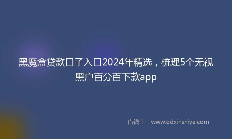 黑魔盒贷款口子入口2024年精选，梳理5个无视黑户百分百下款app