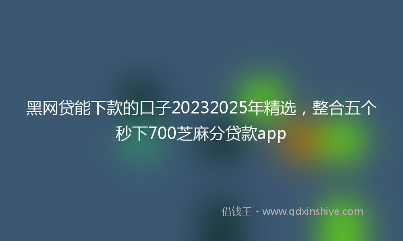 黑网贷能下款的口子20232025年精选，整合五个秒下700芝麻分贷款app