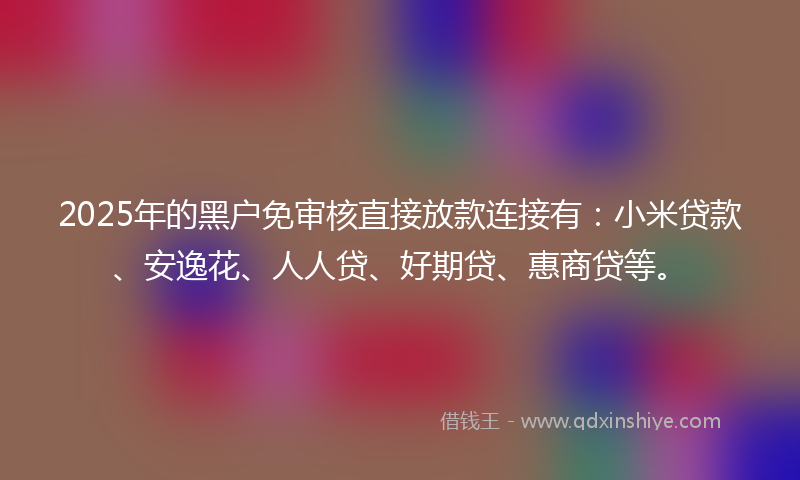 2025年的黑户免审核直接放款连接有：小米贷款、安逸花、人人贷、好期贷、惠商贷等。