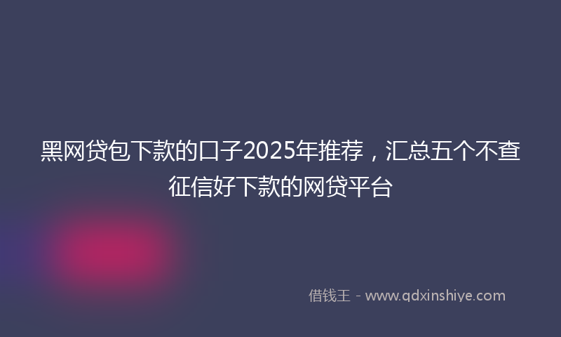 黑网贷包下款的口子2025年推荐，汇总五个不查征信好下款的网贷平台