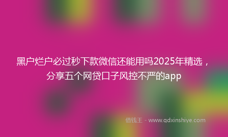 黑户烂户必过秒下款微信还能用吗2025年精选，分享五个网贷口子风控不严的app