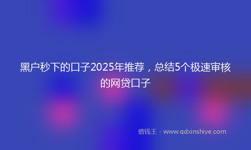 黑户秒下的口子2025年推荐，总结5个极速审核的网贷口子