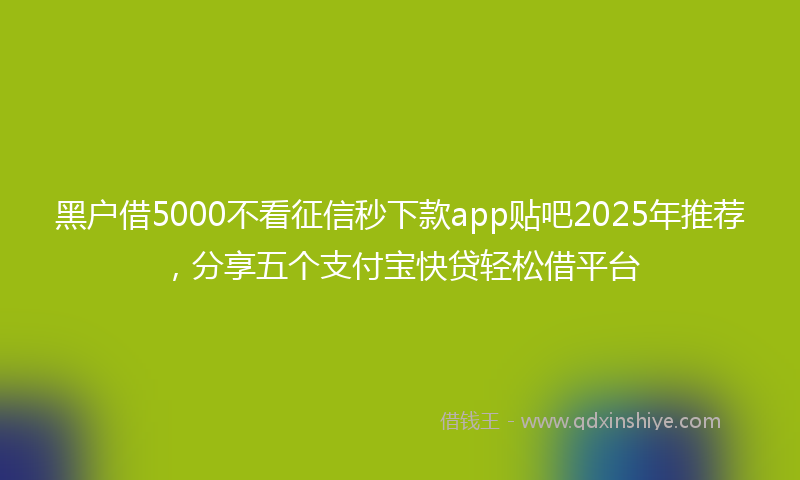 黑户借5000不看征信秒下款app贴吧2025年推荐，分享五个支付宝快贷轻松借平台